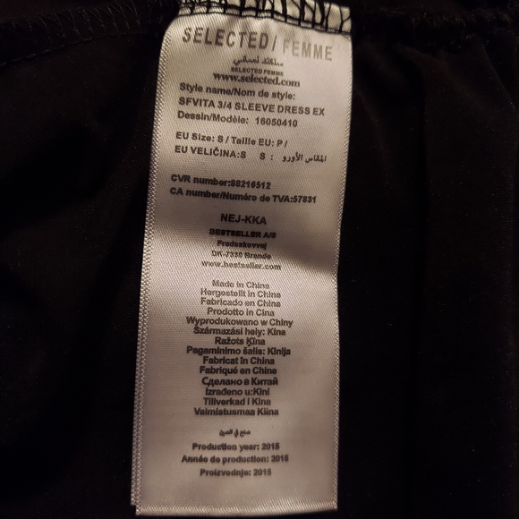 Selected Femme Vita 3/4 Sleeve Ruched Side Bodycon Dress - Picture 12 of 15